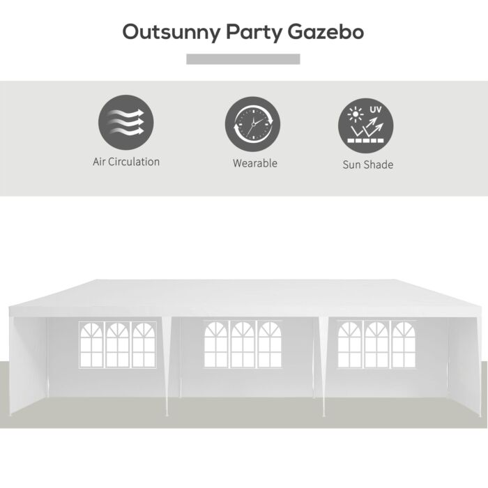 Outsunny 9 X 3m Garden Gazebo Marquee Party Wedding Tent Canopy - White