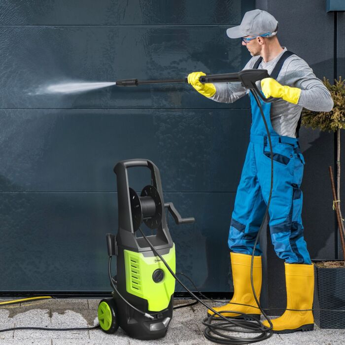 Outsunny 2200w High Pressure Washer, 170 Bar Pressure, 420 L/h Flow, Portable Electric Power Washer Jet Wash Cleaner With Adjustable Nozzle 6m Hose And Hose Reel For Home Patio Car Driveway