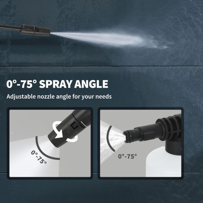 Outsunny 2200w High Pressure Washer, 170 Bar Pressure, 420 L/h Flow, Portable Electric Power Washer Jet Wash Cleaner With Adjustable Nozzle 6m Hose And Hose Reel For Home Patio Car Driveway