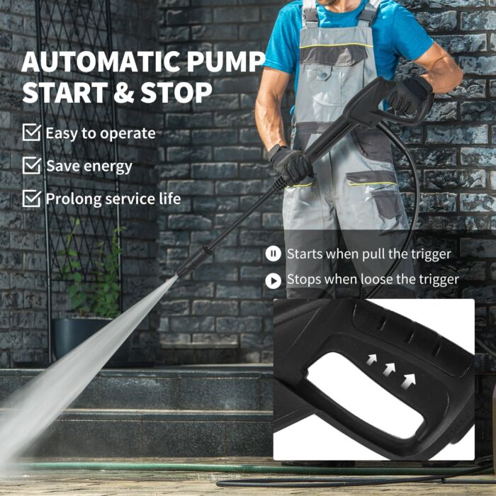 Outsunny 2200w High Pressure Washer, 170 Bar Pressure, 420 L/h Flow, Portable Electric Power Washer Jet Wash Cleaner With Adjustable Nozzle 6m Hose And Hose Reel For Home Patio Car Driveway