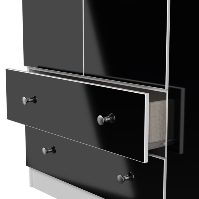Yarmouth Tall Triple 2 Drawer Wardrobe In Black & White