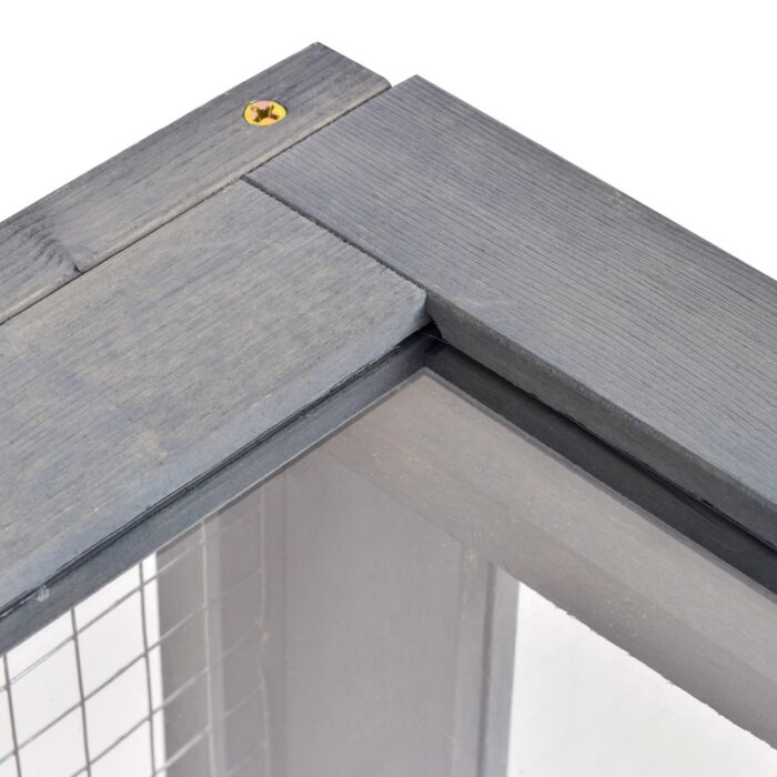 Pawhut Tortoise House With Mesh Roof, Small Pet Reptile Wooden House, Tortoise Enclosure With Pulled-out Side Panel, Grey
