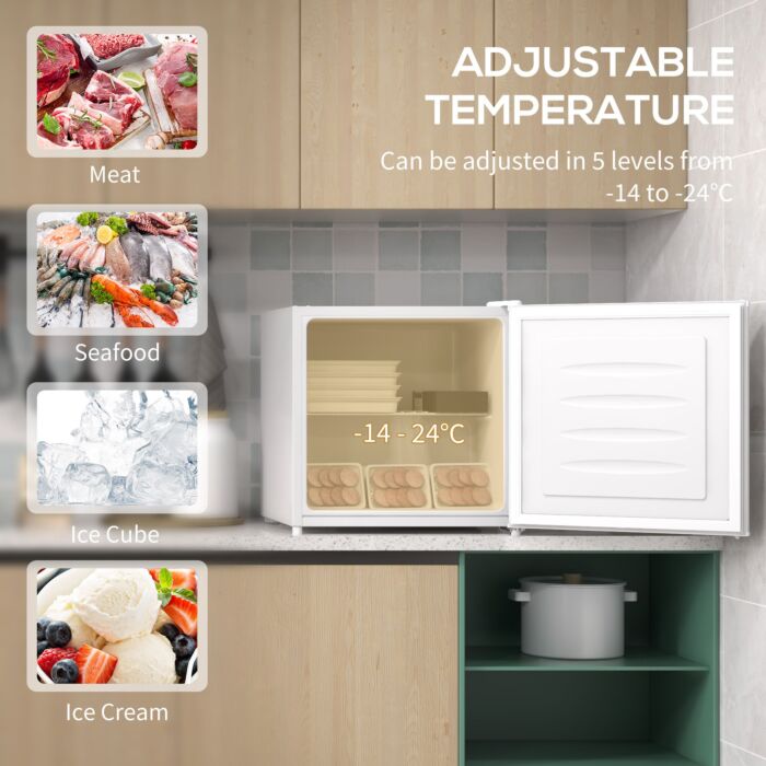 Homcom 35l Mini Freezer, -24℃ To -14℃ Temperature - White