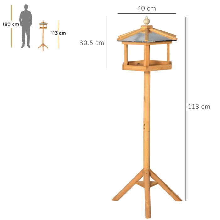 Pawhut Deluxe Bird Stand Feeder Table Feeding Station Wooden Garden Wood Coop Parrot Stand 113cm High New