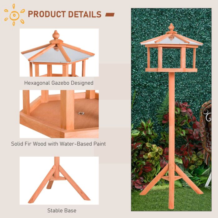 Pawhut Deluxe Bird Stand Feeder Table Feeding Station Wooden Garden Wood Coop Parrot Stand 113cm High New