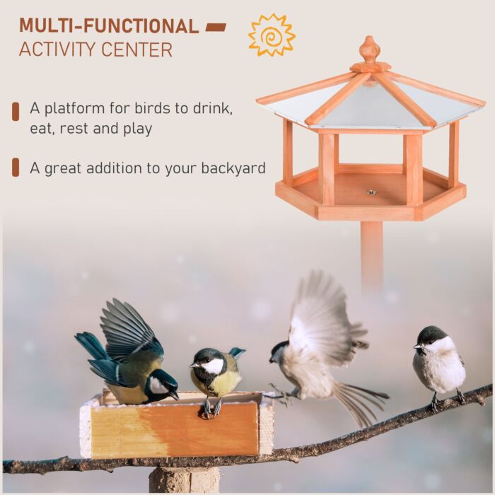 Pawhut Deluxe Bird Stand Feeder Table Feeding Station Wooden Garden Wood Coop Parrot Stand 113cm High New