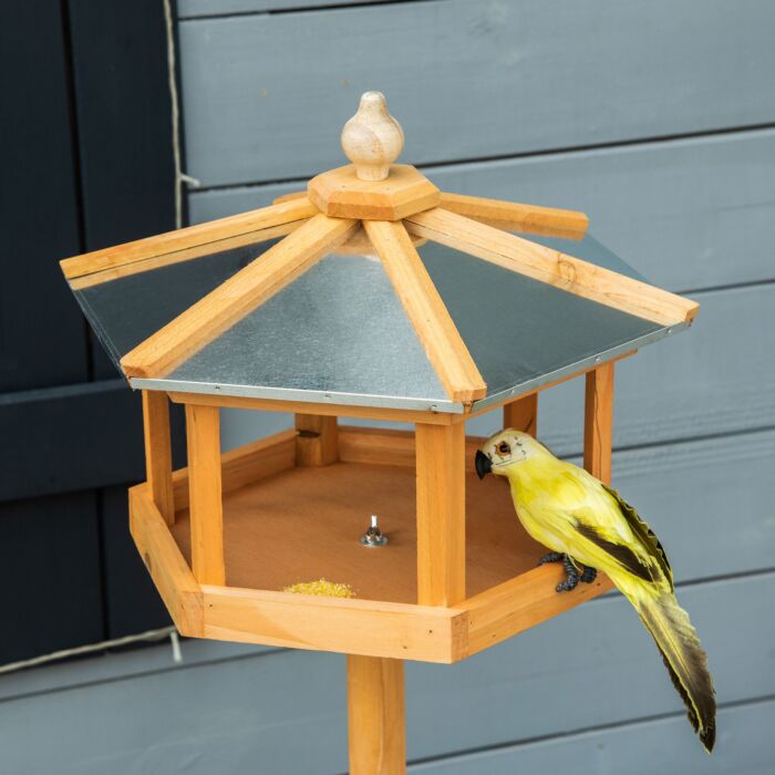 Pawhut Deluxe Bird Stand Feeder Table Feeding Station Wooden Garden Wood Coop Parrot Stand 113cm High New