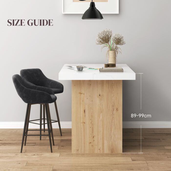 Homcom Set Of Two Velvet-feel Bar Stools - Grey