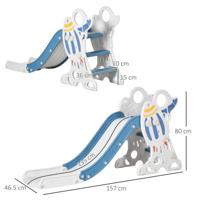 Aiyaplay Kids Slide Indoor Freestanding Baby Slide Space Theme For 1.5-3 Years Old, Blue