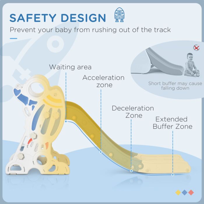 Aiyaplay Kids Slide Indoor Freestanding Baby Slide Space Theme For 1.5-3 Years Old, Blue