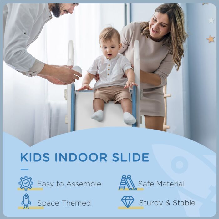 Aiyaplay Kids Slide Indoor Freestanding Baby Slide Space Theme For 1.5-3 Years Old, Blue