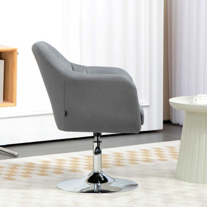Homcom Swivel Accent Chair For Living Room Contemporary Vanity Armchair With Adjustable Height Thick Cushion Lumbar Support Armrest Dark Grey