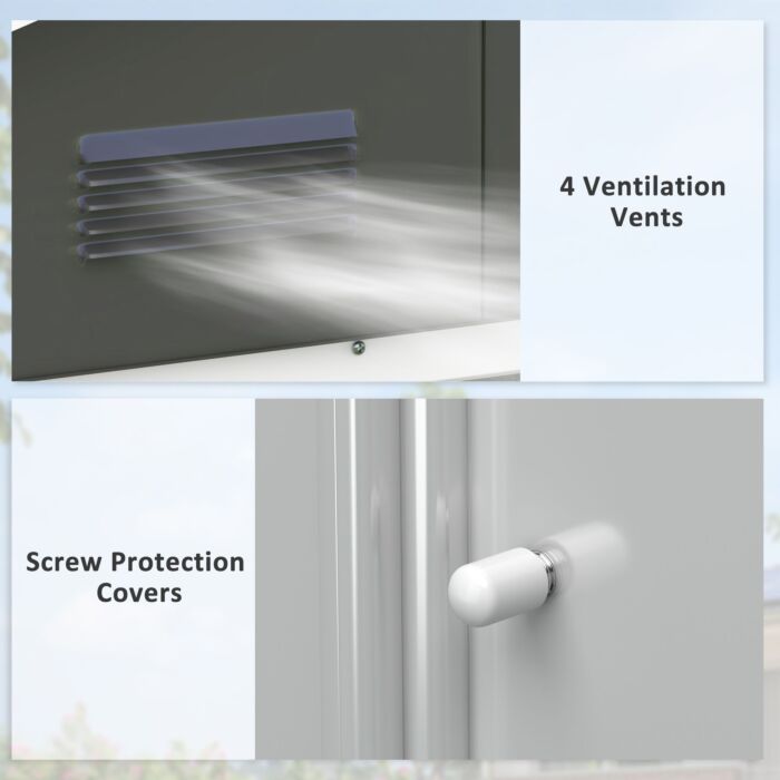 Outsunny 6.5x3.5ft Metal Garden Storage Shed For Outdoor Tool Storage With Double Sliding Doors And 4 Vents, Dark Grey