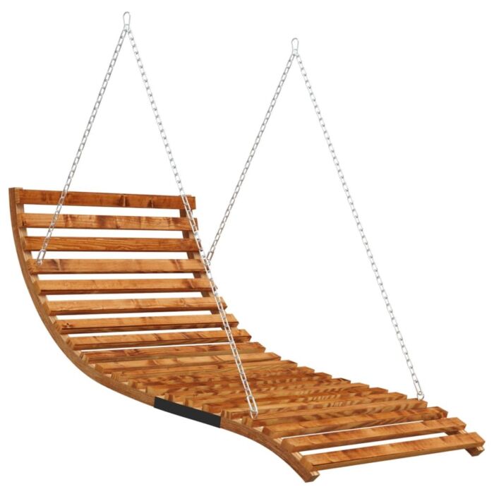 Vidaxl Swing Bed With Canopy Solid Wood Spruce With Teak Finish