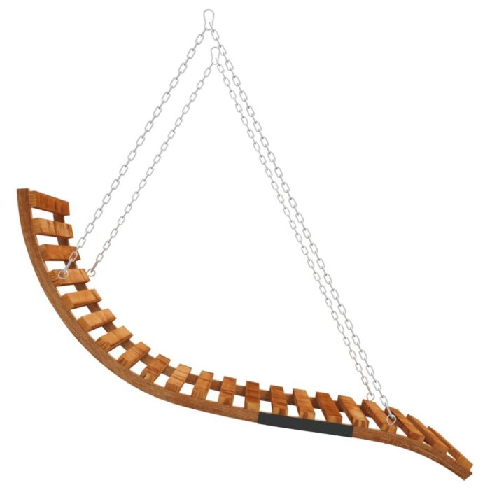 Vidaxl Swing Bed With Canopy Solid Wood Spruce With Teak Finish