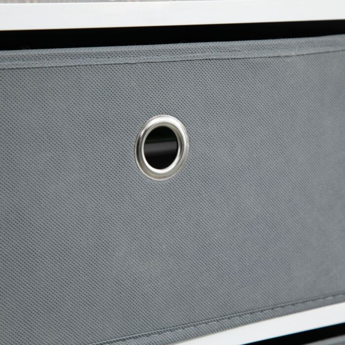 Homcom Chests Of Drawer, Fabric Dresser Storage Cabinet With 6 Drawers, Living Room And Hallway, White And Grey