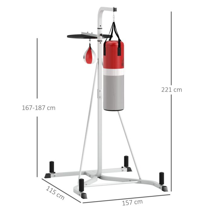 Homcom Freestanding Boxing Punch Bag & Speed Ball Station Hanging Frame Training Exercise Platform Home Gym Heavy Duty, White