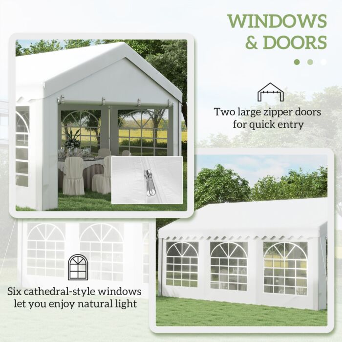 Outsunny 6m X 4 Party Tent Portable Carport Shelter W/ Removable Sidewalls & Doors Party Tent Shelter Car Canopy