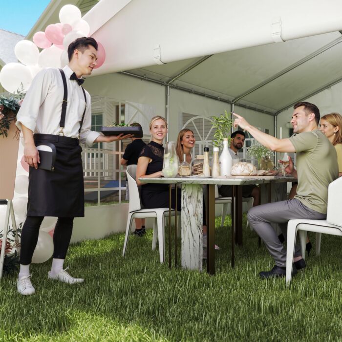 Outsunny 6m X 4 Party Tent Portable Carport Shelter W/ Removable Sidewalls & Doors Party Tent Shelter Car Canopy