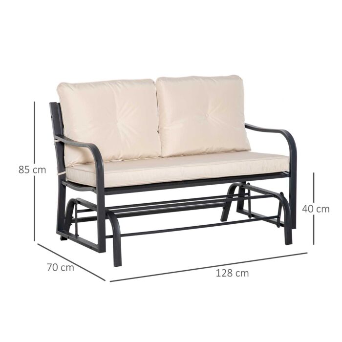 Outsunny 2-person Outdoor Loveseat Glider Bench Rocking Chair, Porch With Armrest And Cushions, Khaki