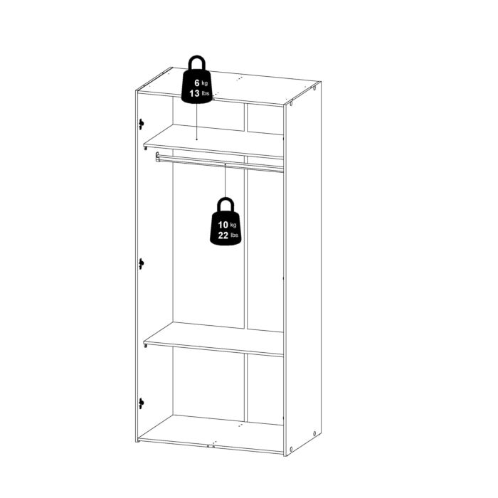 Space Wardrobe With 2 Doors White 1750