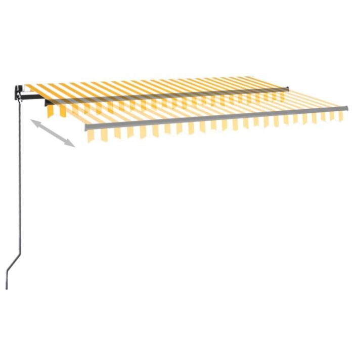 Vidaxl Manual Retractable Awning With Led 450x300 Cm Yellow And White
