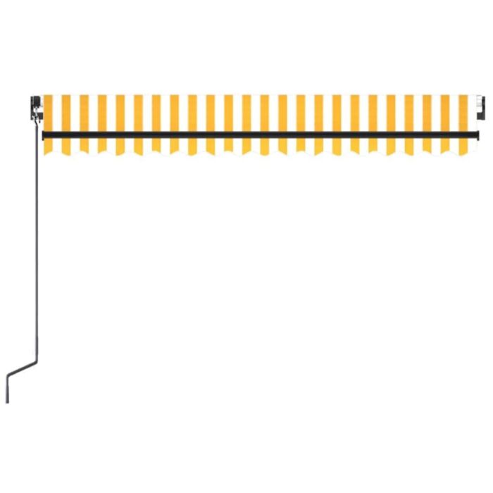 Vidaxl Manual Retractable Awning With Led 450x300 Cm Yellow And White
