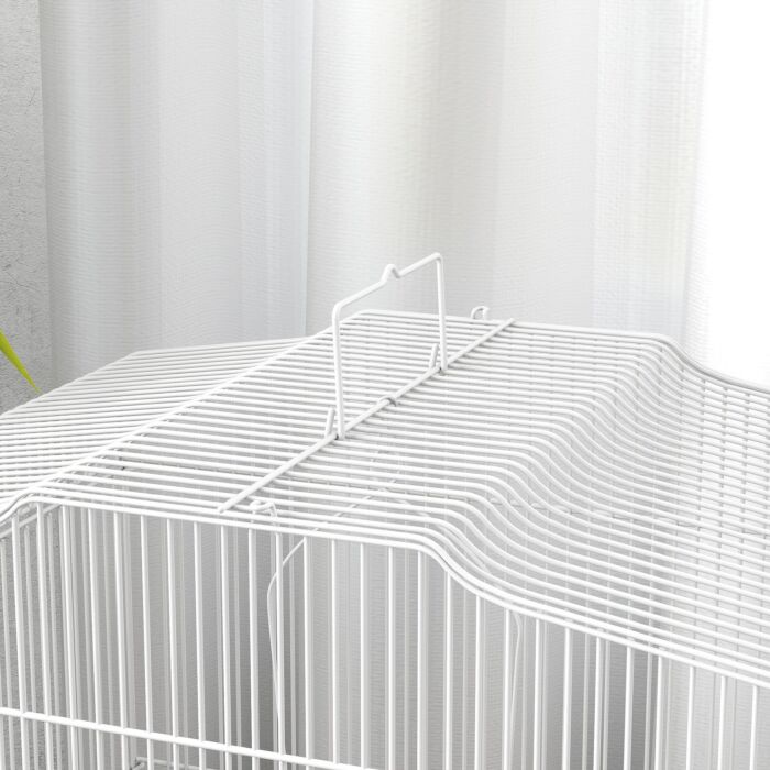 Pawhut Large Metal Bird Cage With Perches, Food Bowls, Swing, For Budgies, Parakeets, White