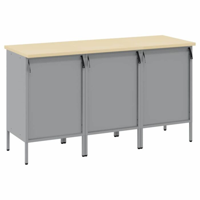 Vidaxl 3-piece Work Cabinet Set In Red And Grey With Engineered Wood And Steel