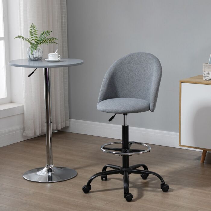 Vinsetto Ergonomic Drafting Chair Adjustable Height W/ 5 Wheels Padded Seat Footrest 360° Swivel Freely Comfortable Versatile Use