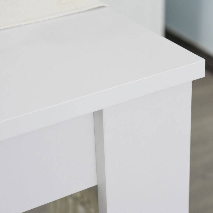 Homcom Kitchen Dining Table And 2 Benches Set, Table And Chairs Set For Limited Space, White
