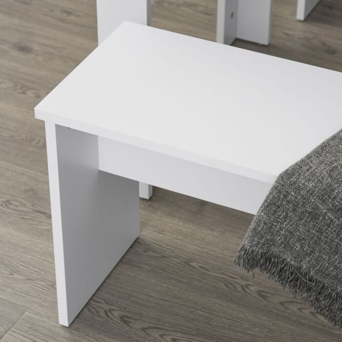 Homcom Kitchen Dining Table And 2 Benches Set, Table And Chairs Set For Limited Space, White