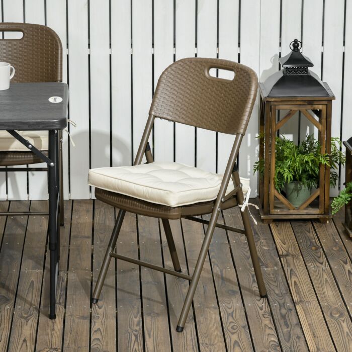 Outsunny Garden Seat Cushion With Ties, 40 X 40cm Replacement Dining Chair Seat Pad, Cream White