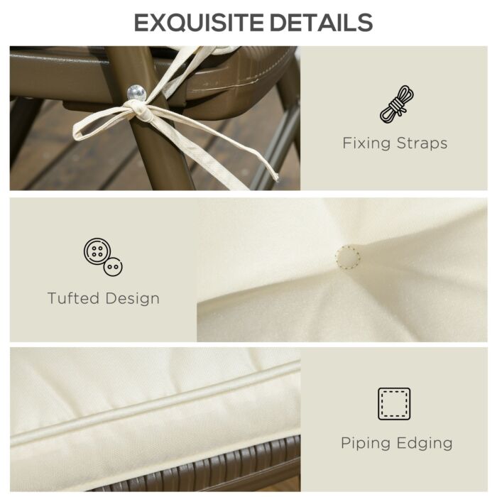 Outsunny Garden Seat Cushion With Ties, 40 X 40cm Replacement Dining Chair Seat Pad, Cream White