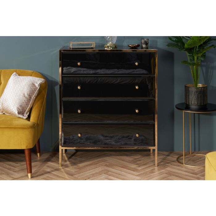 Fenwick 4 Drawer Chest Black & Gold
