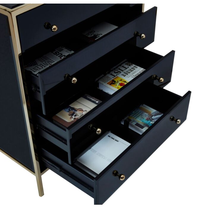 Fenwick 4 Drawer Chest Black & Gold