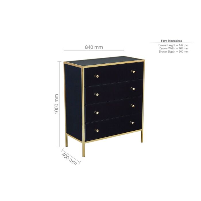 Fenwick 4 Drawer Chest Black & Gold