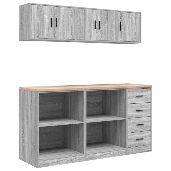 Vidaxl Garage Cabinets 6 Pcs Grey Sonoma Engineered Wood