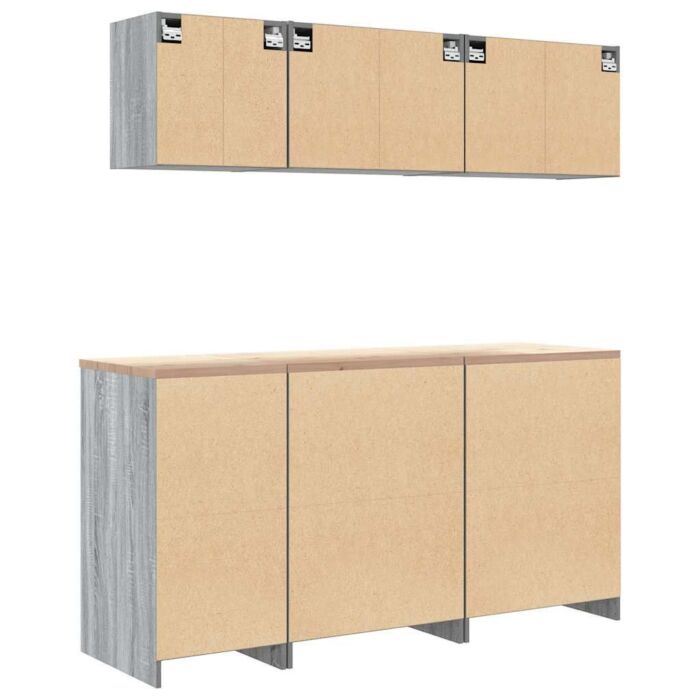 Vidaxl Garage Cabinets 6 Pcs Grey Sonoma Engineered Wood
