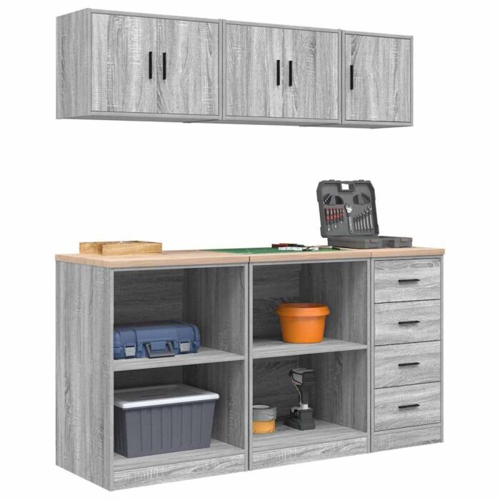 Vidaxl Garage Cabinets 6 Pcs Grey Sonoma Engineered Wood