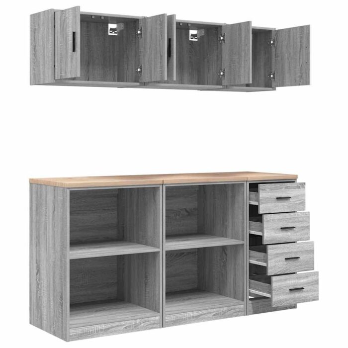 Vidaxl Garage Cabinets 6 Pcs Grey Sonoma Engineered Wood