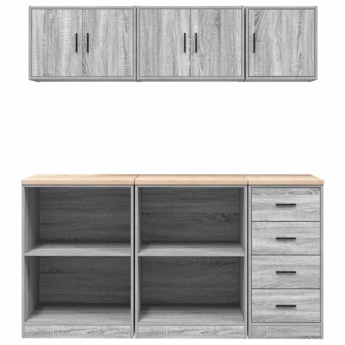 Vidaxl Garage Cabinets 6 Pcs Grey Sonoma Engineered Wood