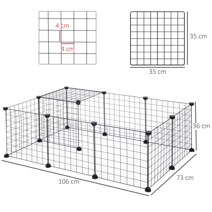 Pawhut Modular Pet Playpen Metal Wire, 106lx73wx36hcm-black