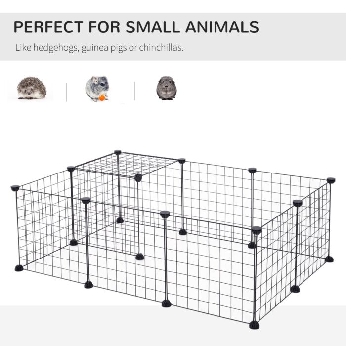 Pawhut Modular Pet Playpen Metal Wire, 106lx73wx36hcm-black