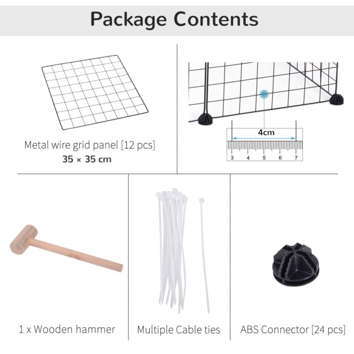 Pawhut Modular Pet Playpen Metal Wire, 106lx73wx36hcm-black