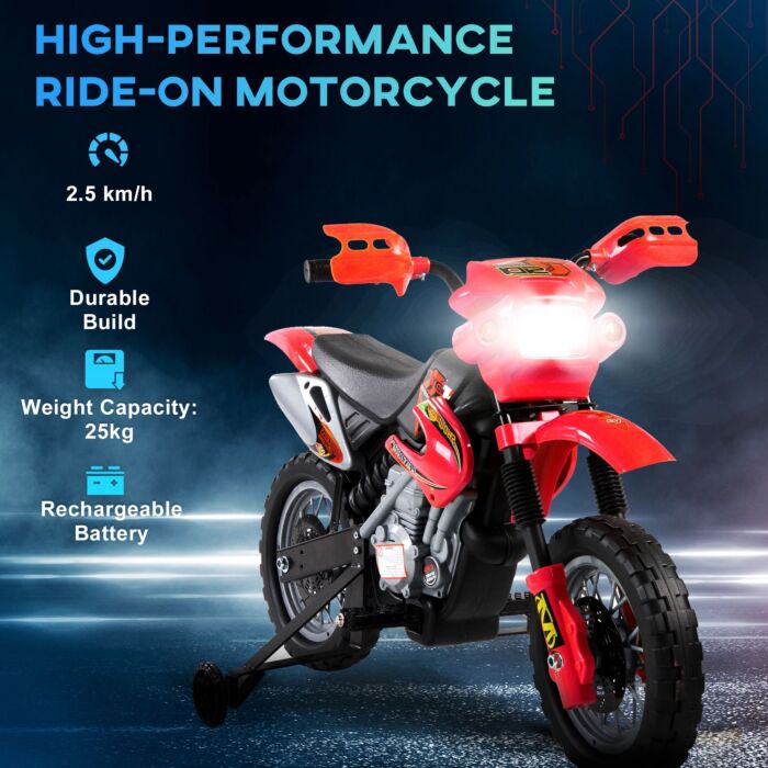 Homcom 6v Kids Child Electric Motorbike Ride On Motorcycle Scooter Children Toy Gift (red)