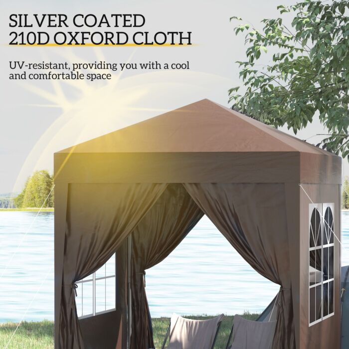 Outsunny Pop Up Gazebo Canopy, Size (2 X 2m)- Coffee
