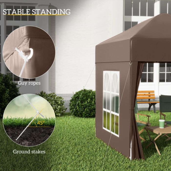 Outsunny Pop Up Gazebo Canopy, Size (2 X 2m)- Coffee