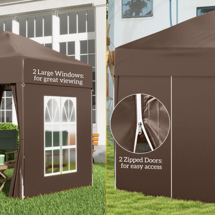 Outsunny Pop Up Gazebo Canopy, Size (2 X 2m)- Coffee