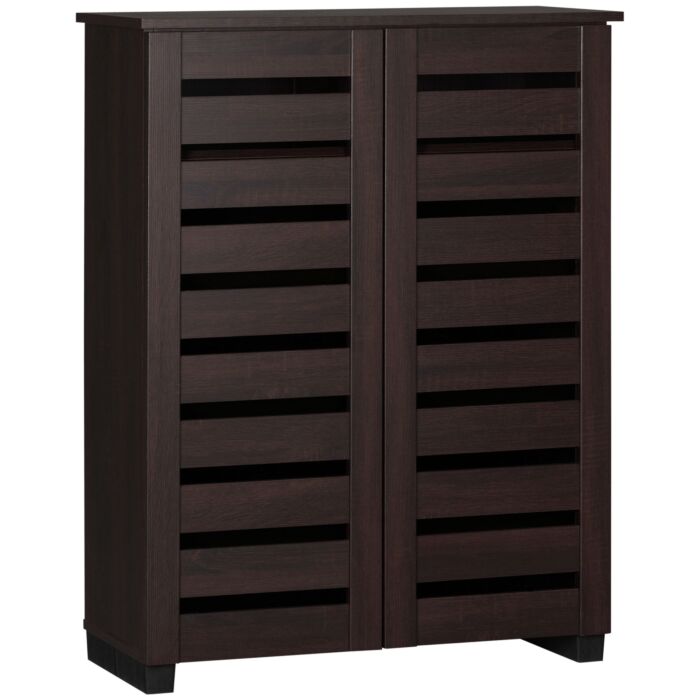 Homcom 5-tier Narrow Shoe Cabinet With Adjustable Shelves - Dark Brown